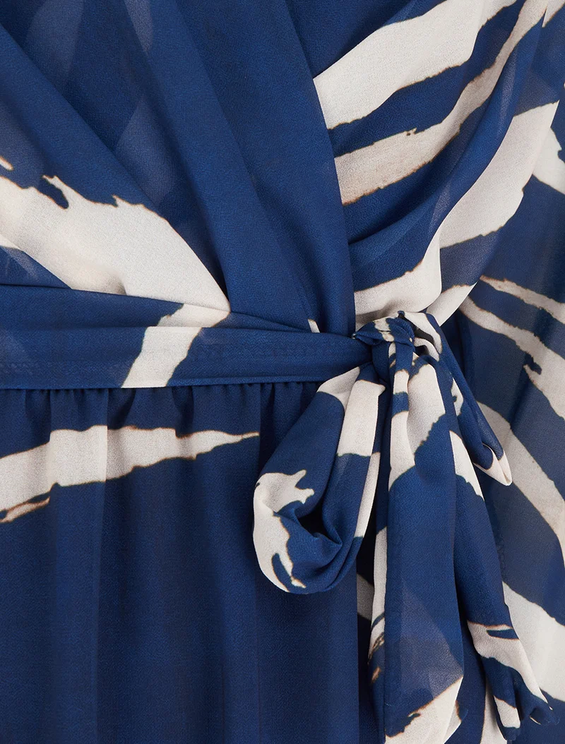 Robe évasée à imprimé abstrait - Marine