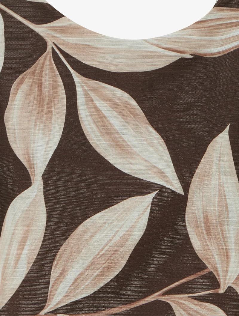 Blouse imprimé feuillage à détail irisé - Marron