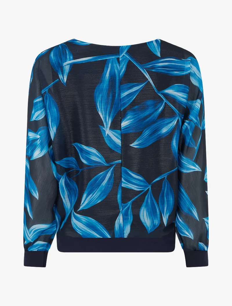 Blouse imprimé feuillage à détail irisé - Marine