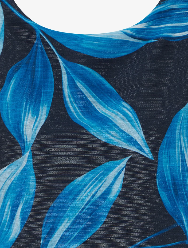 Blouse imprimé feuillage à détail irisé - Marine