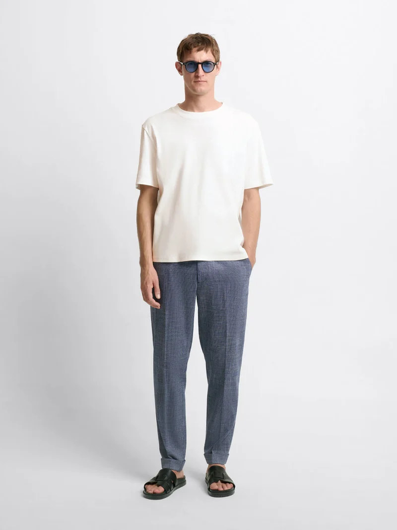 Chino à pinces taille semi-élastiquée