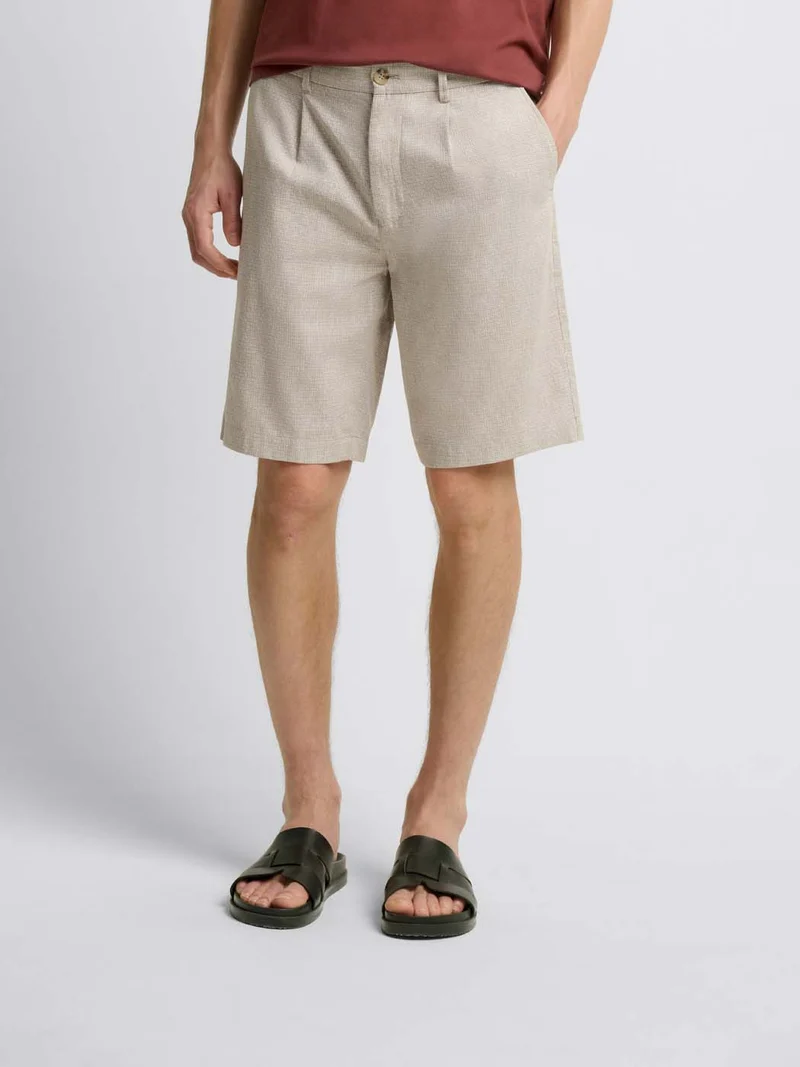 Bermuda à pinces taille semi-élastiquée