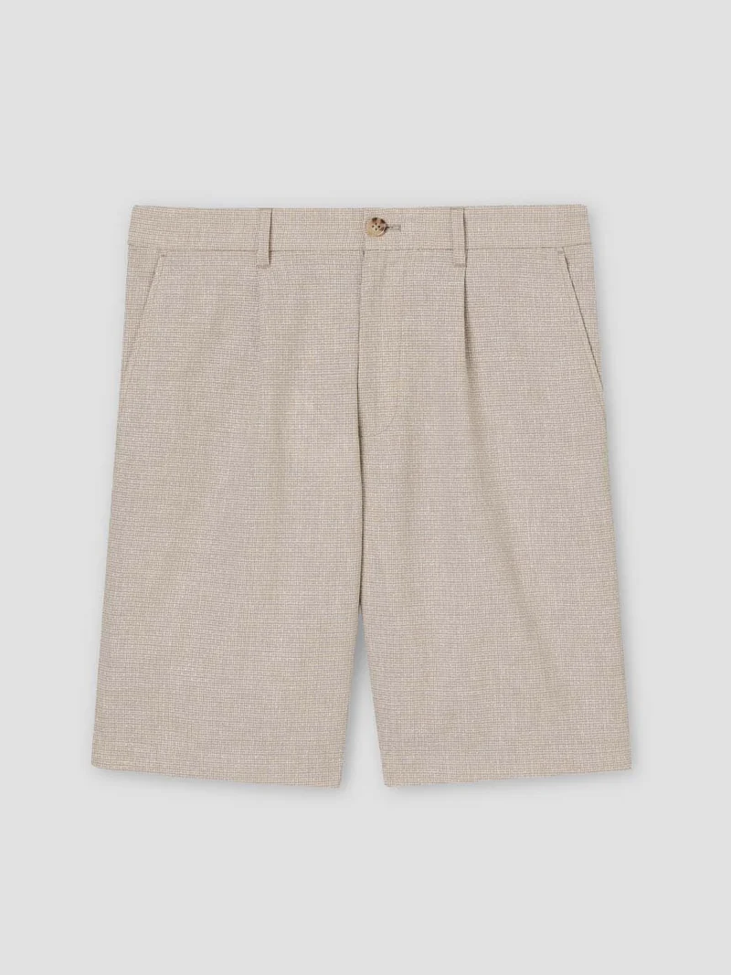 Bermuda à pinces taille semi-élastiquée