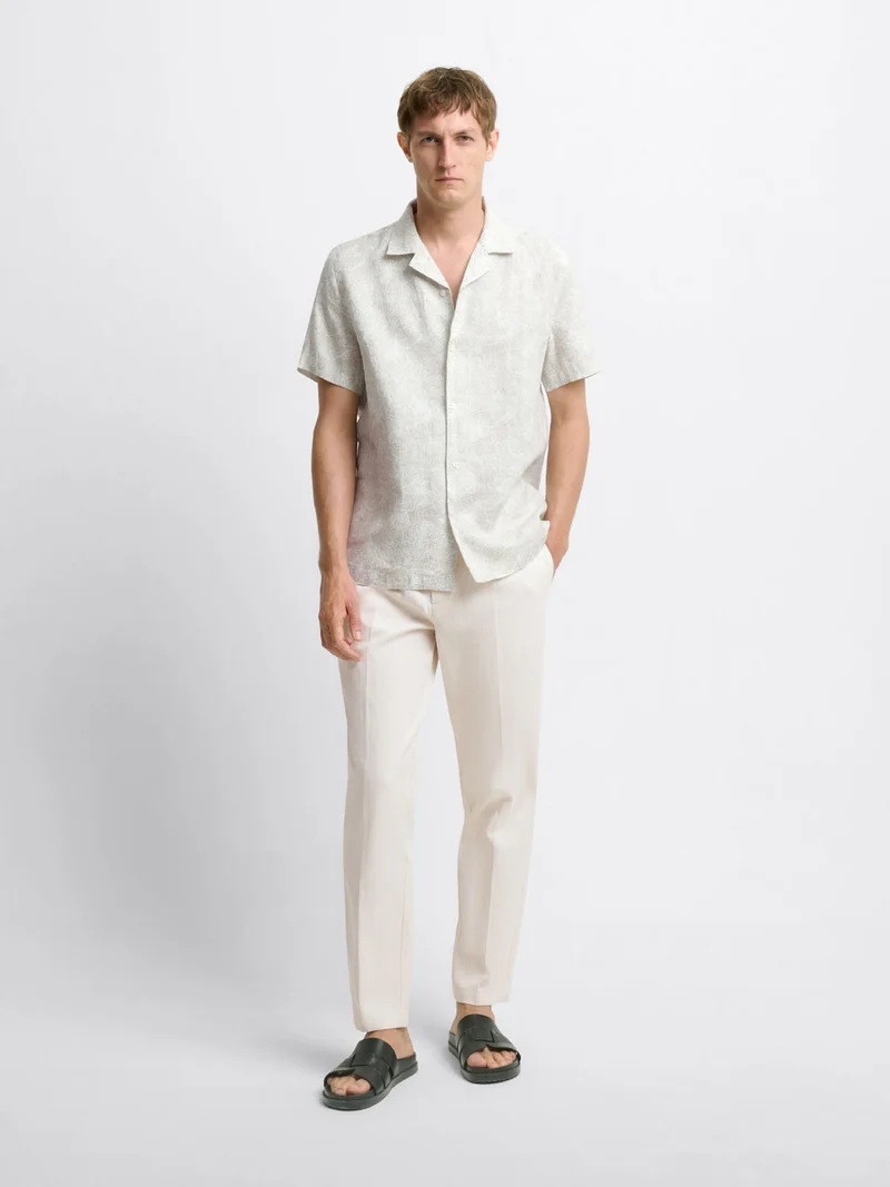 Chino à pinces en coton lin