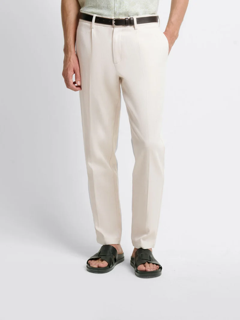 Chino à pinces en coton lin