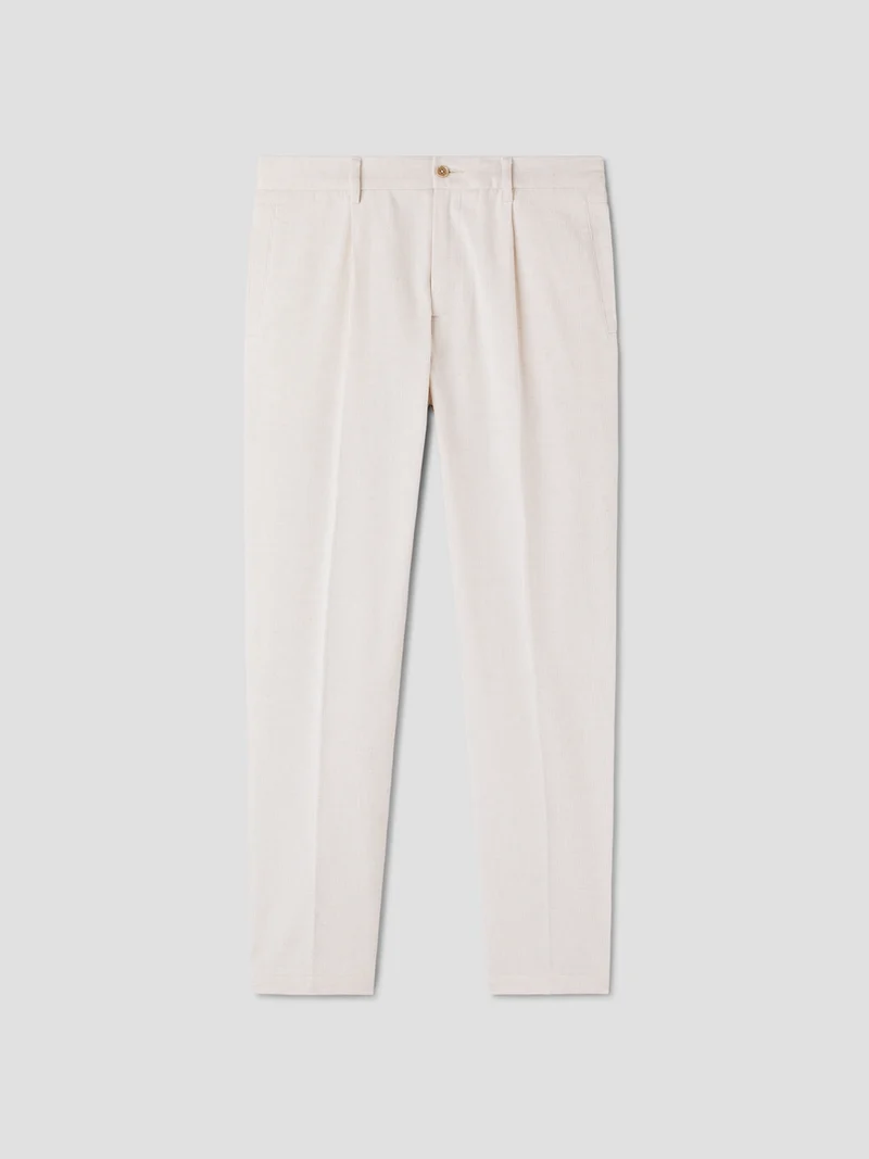 Chino à pinces en coton lin