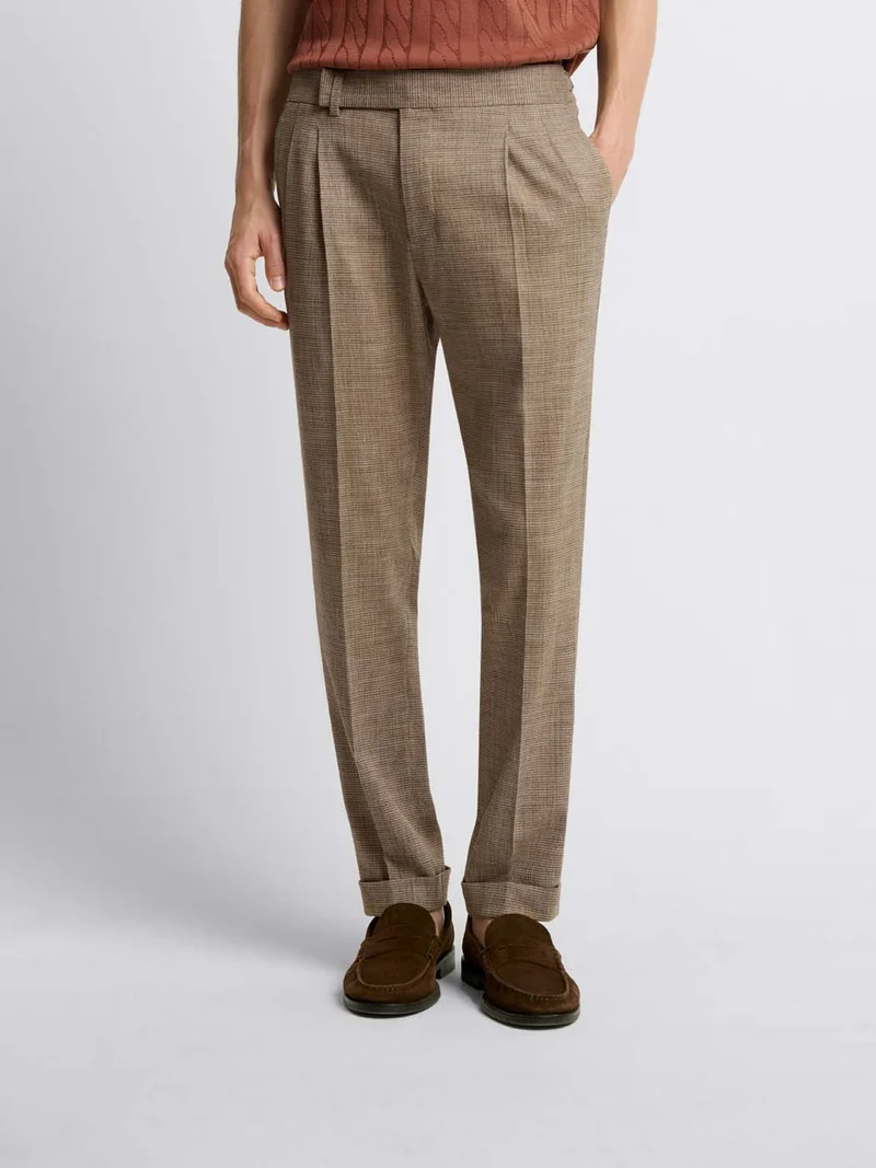 Pantalon de costume slim pied de puce