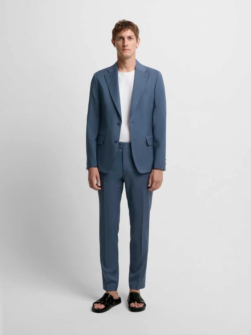 Costume 2 pièces slim en laine bleu ardoise