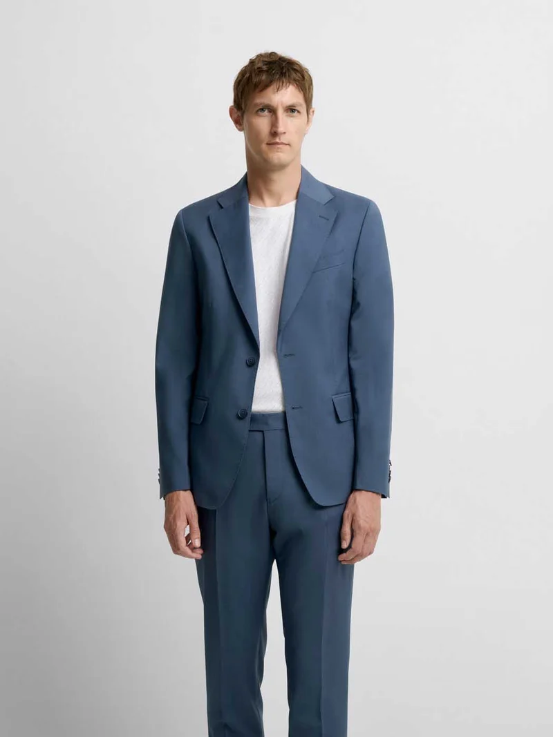 Costume 2 pièces slim en laine bleu ardoise