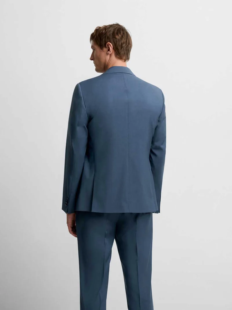 Costume 2 pièces slim en laine bleu ardoise