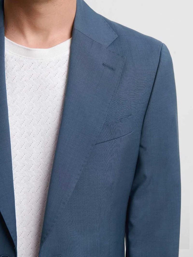 Costume 2 pièces slim en laine bleu ardoise