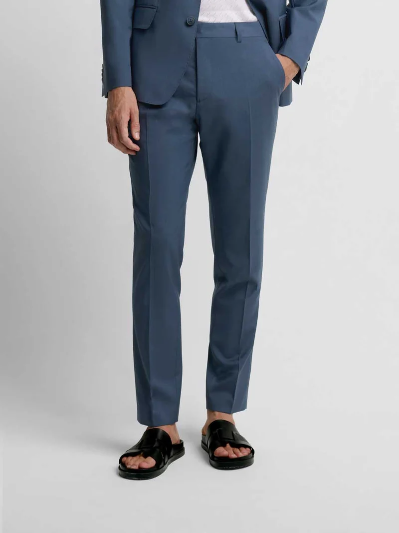 Costume 2 pièces slim en laine bleu ardoise