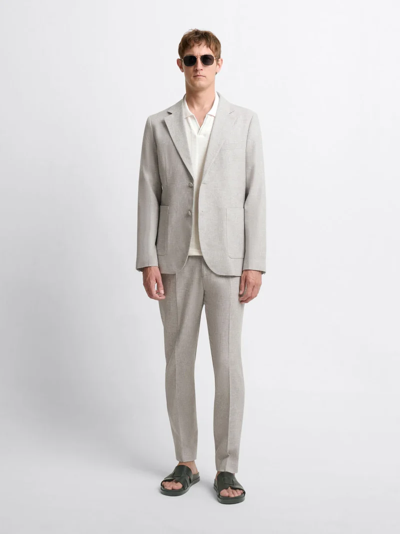 Veste de costume slim en coton lin