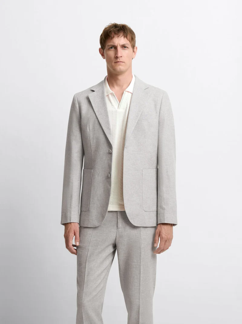 Veste de costume slim en coton lin