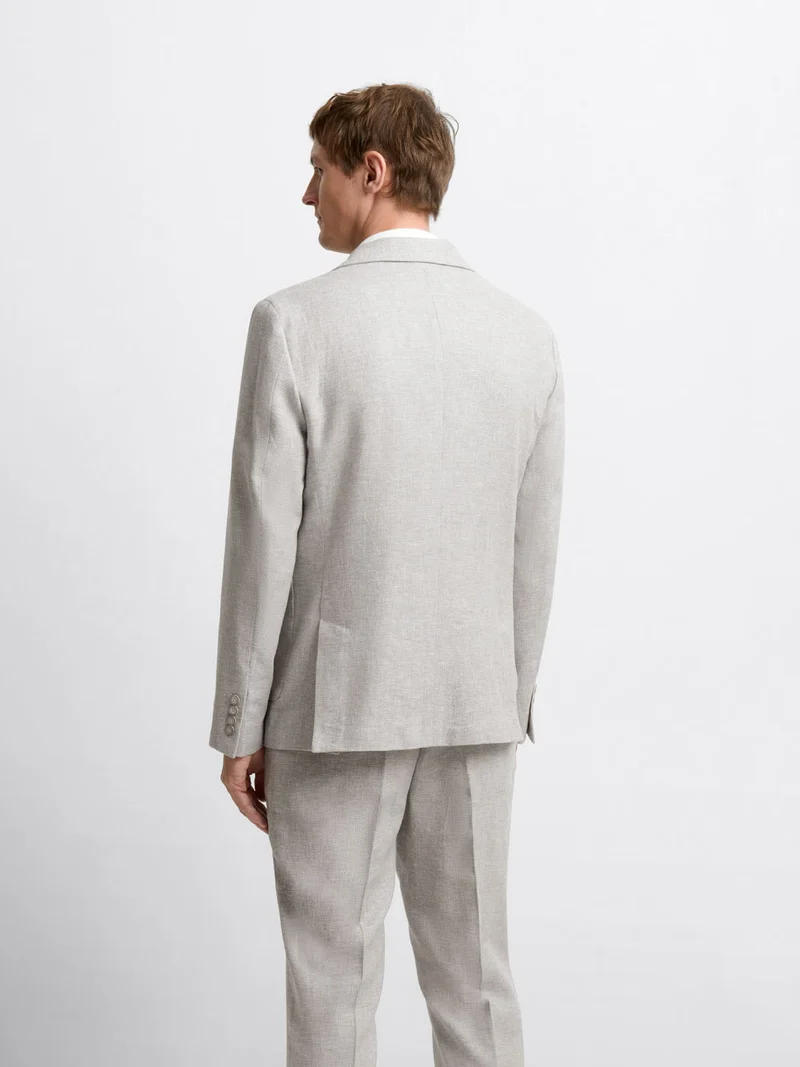 Veste de costume slim en coton lin