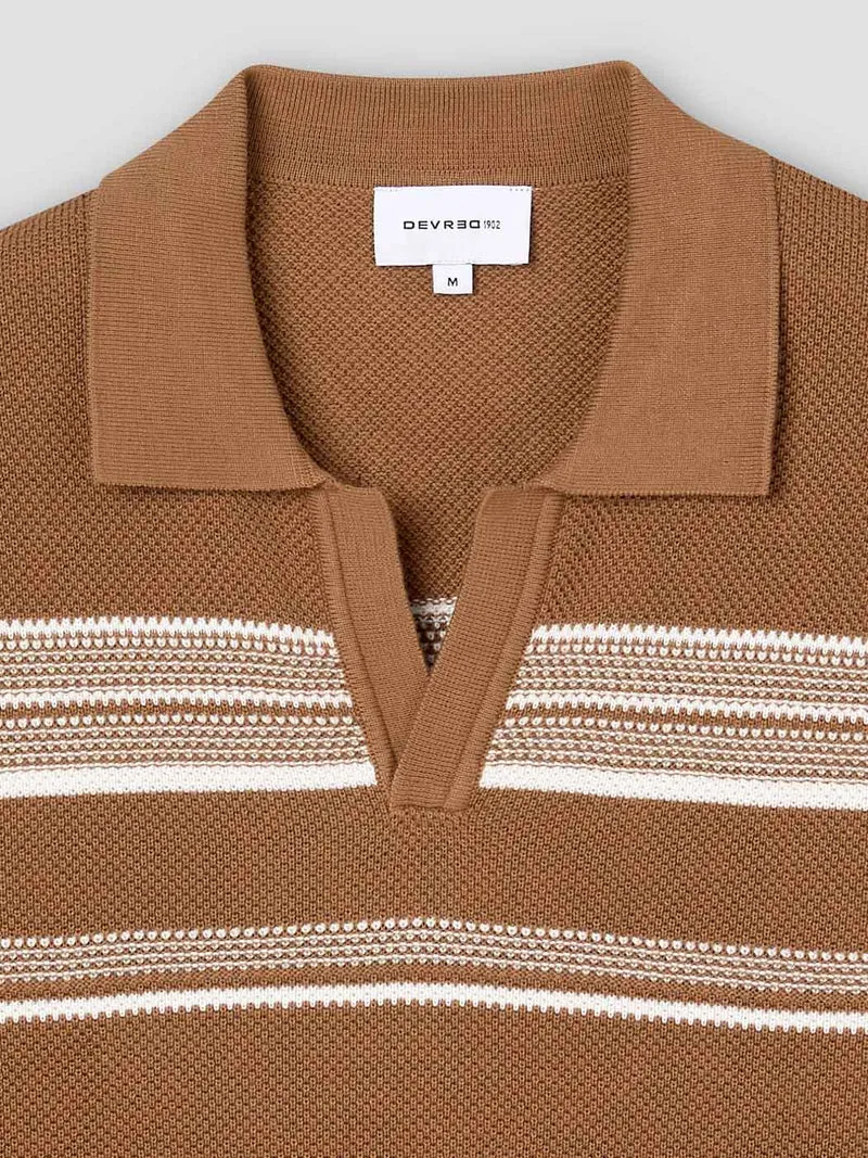 Polo maille col ouvert à rayures