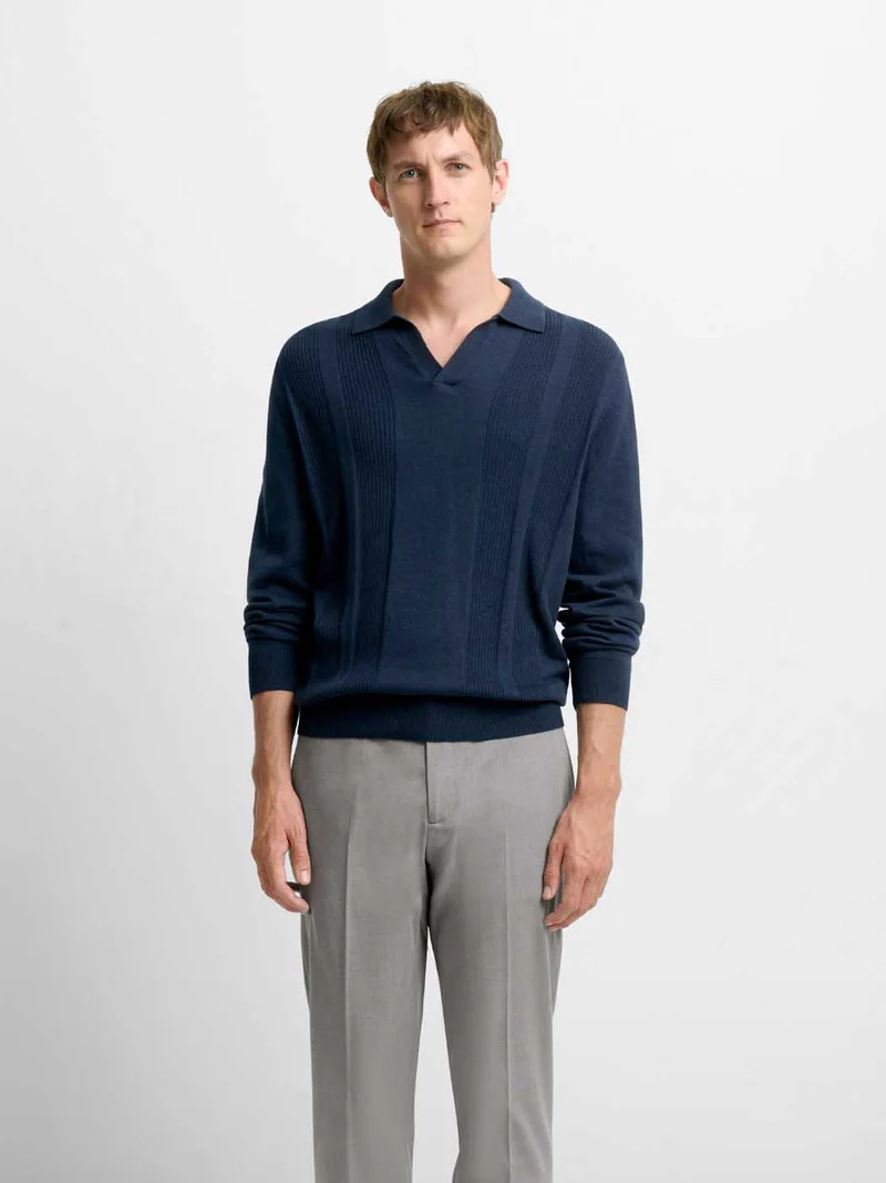 Polo maille col ouvert en jersey
