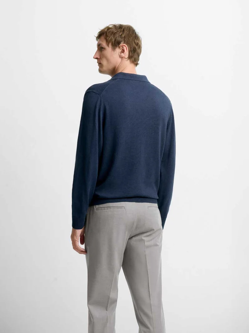 Polo maille col ouvert en jersey
