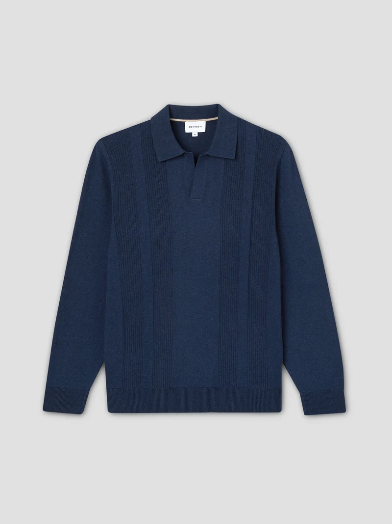 Polo maille col ouvert en jersey