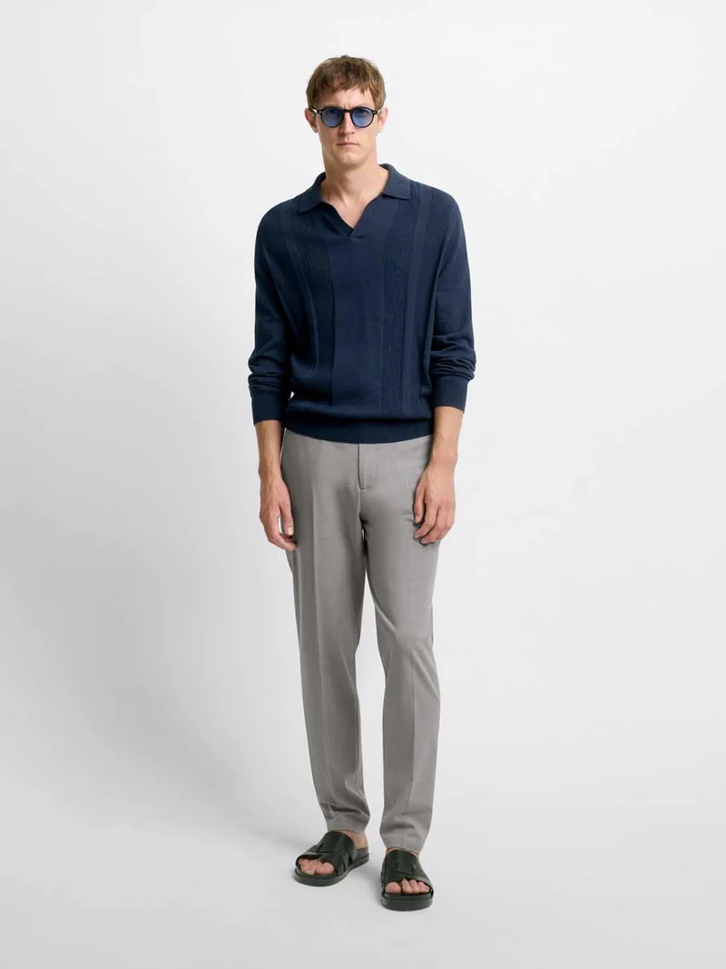 Polo maille col ouvert en jersey