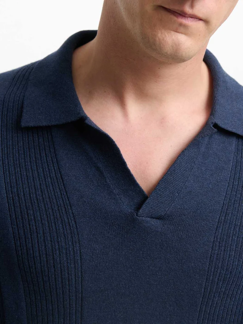 Polo maille col ouvert en jersey