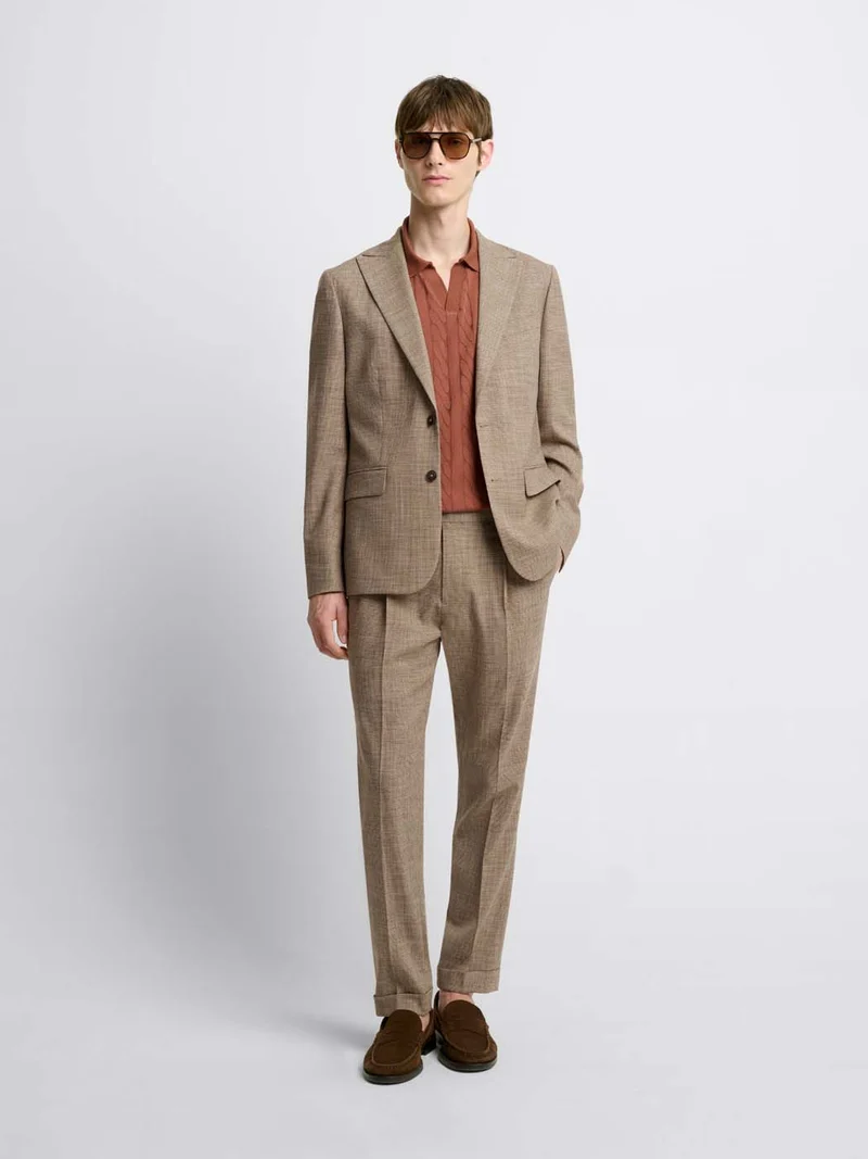 Pantalon de costume slim pied de puce