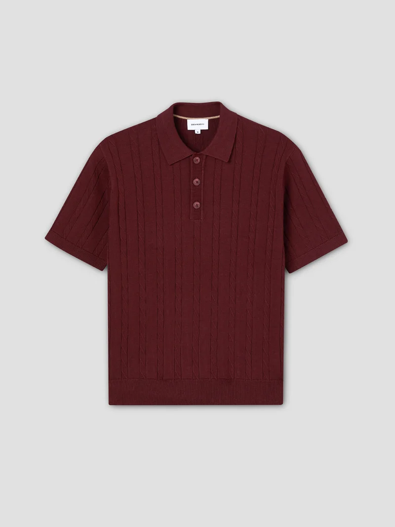 Polo maille col boutonné torsadé