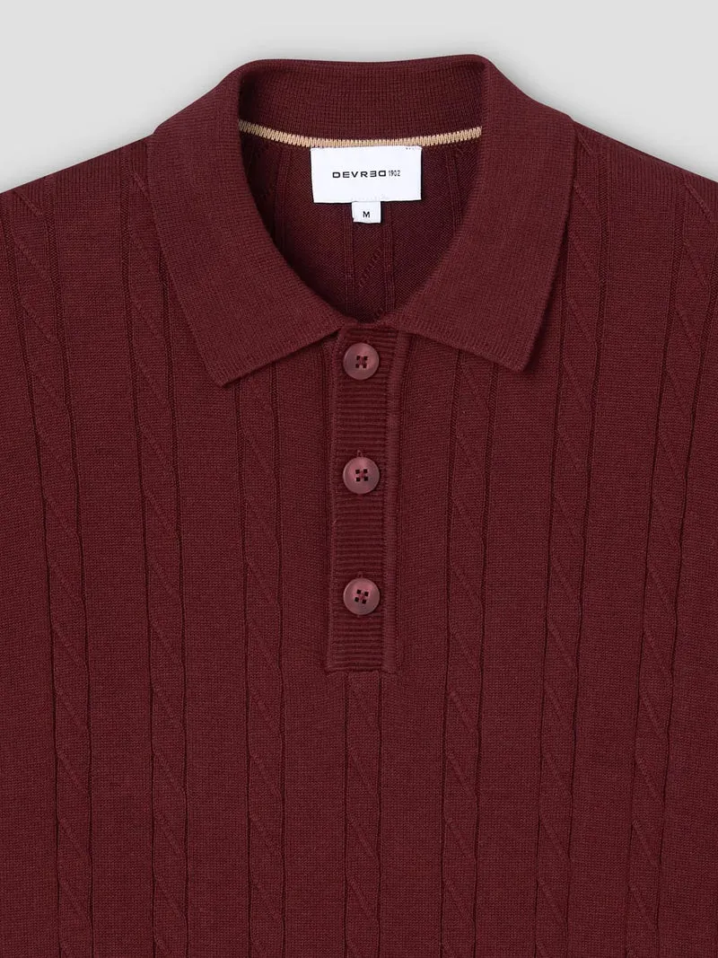Polo maille col boutonné torsadé