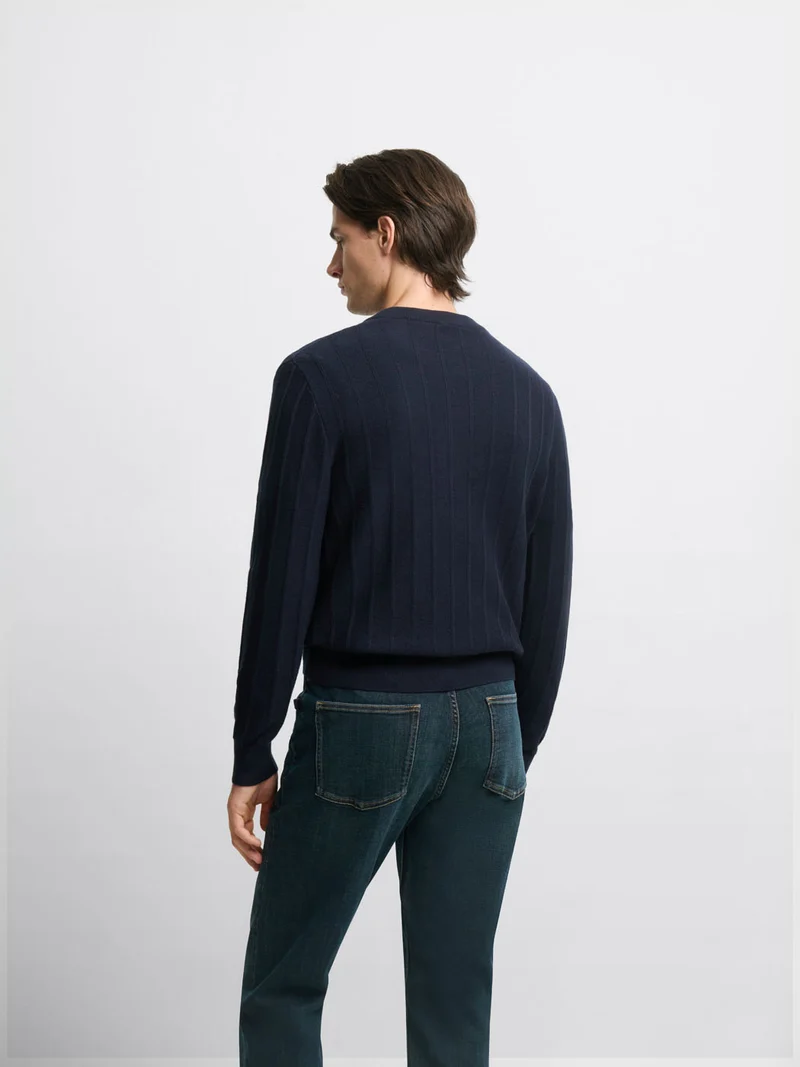 Pull col rond en coton mélangé