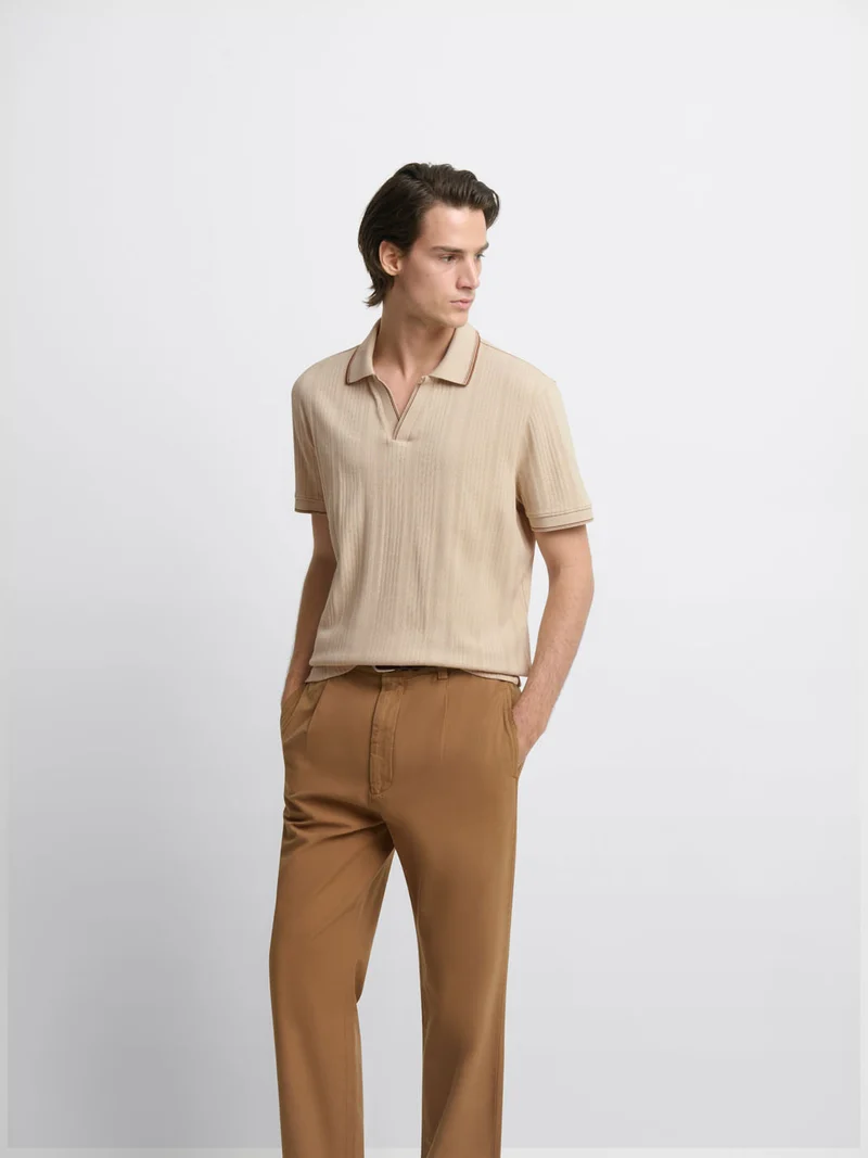 Polo col derby en coton