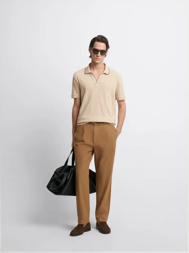 Polo col derby en coton