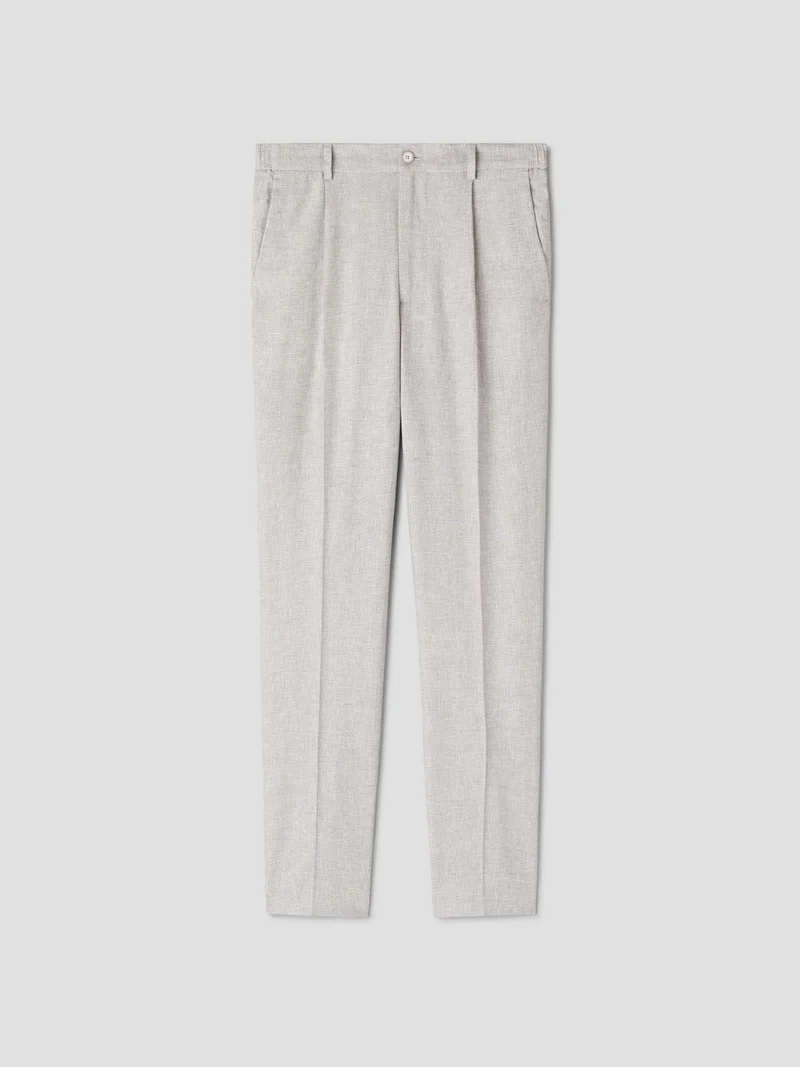 Pantalon de costume slim en coton lin