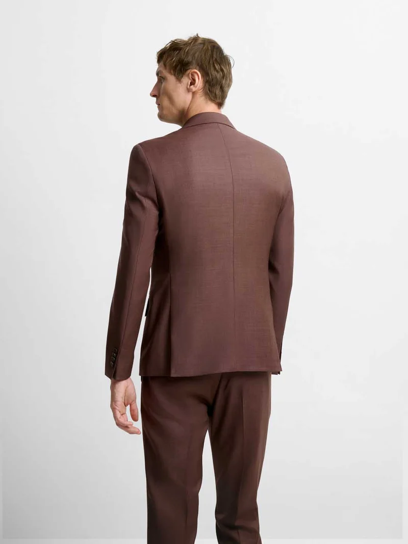 Costume 2 pièces slim acajou en laine mélangée