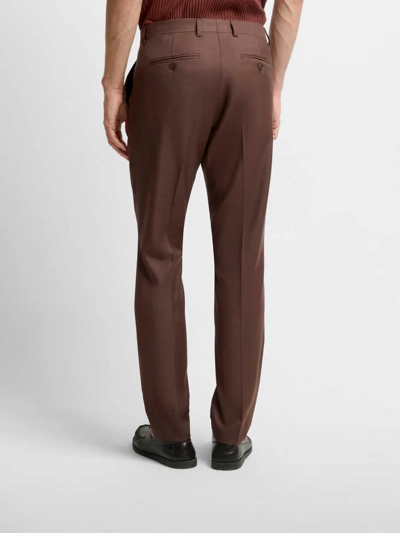 Costume 2 pièces slim acajou en laine mélangée