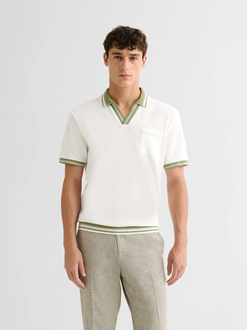 Polo col ouvert gauffré