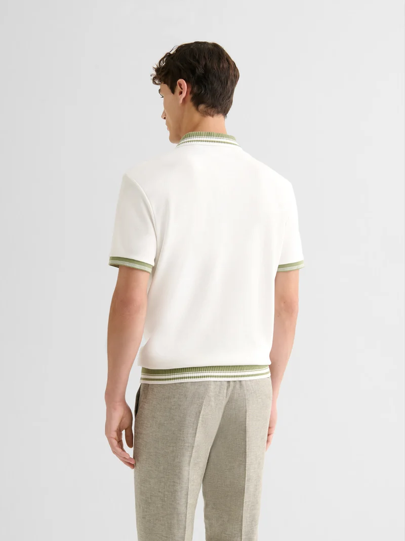 Polo col ouvert gauffré