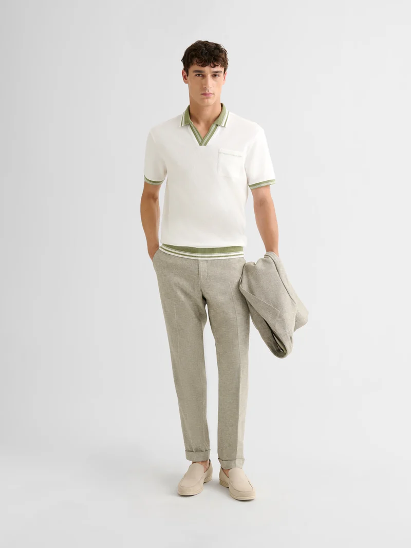 Polo col ouvert gauffré