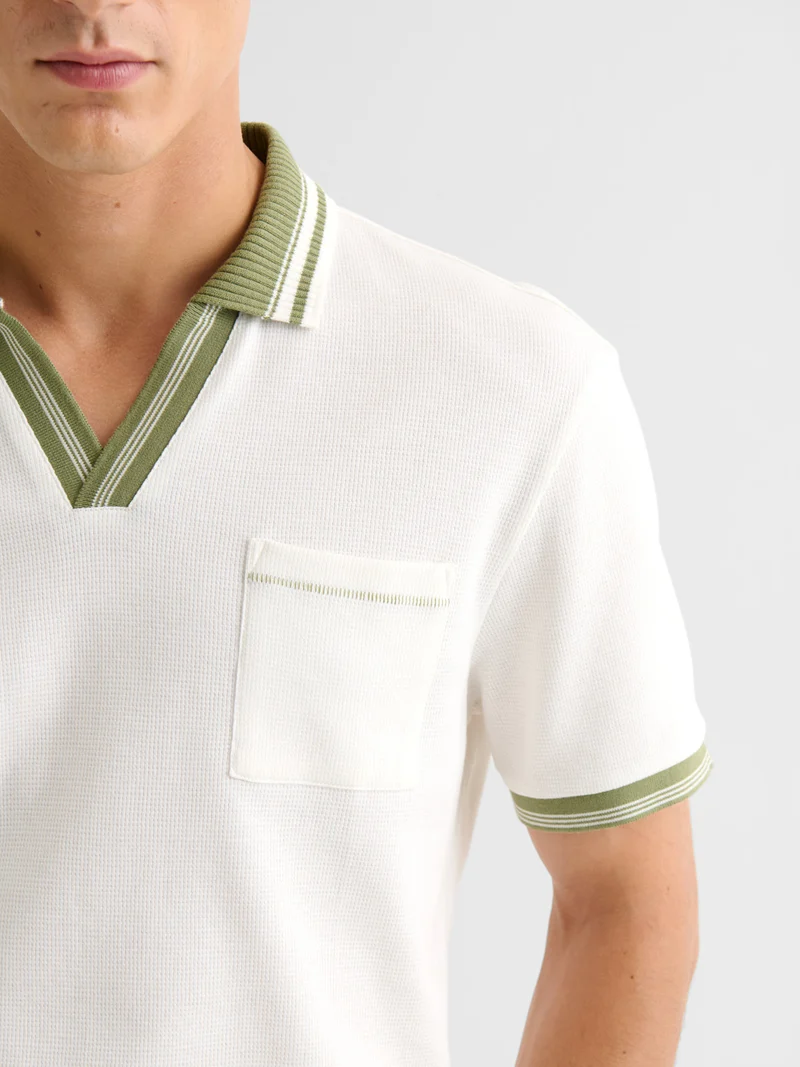 Polo col ouvert gauffré