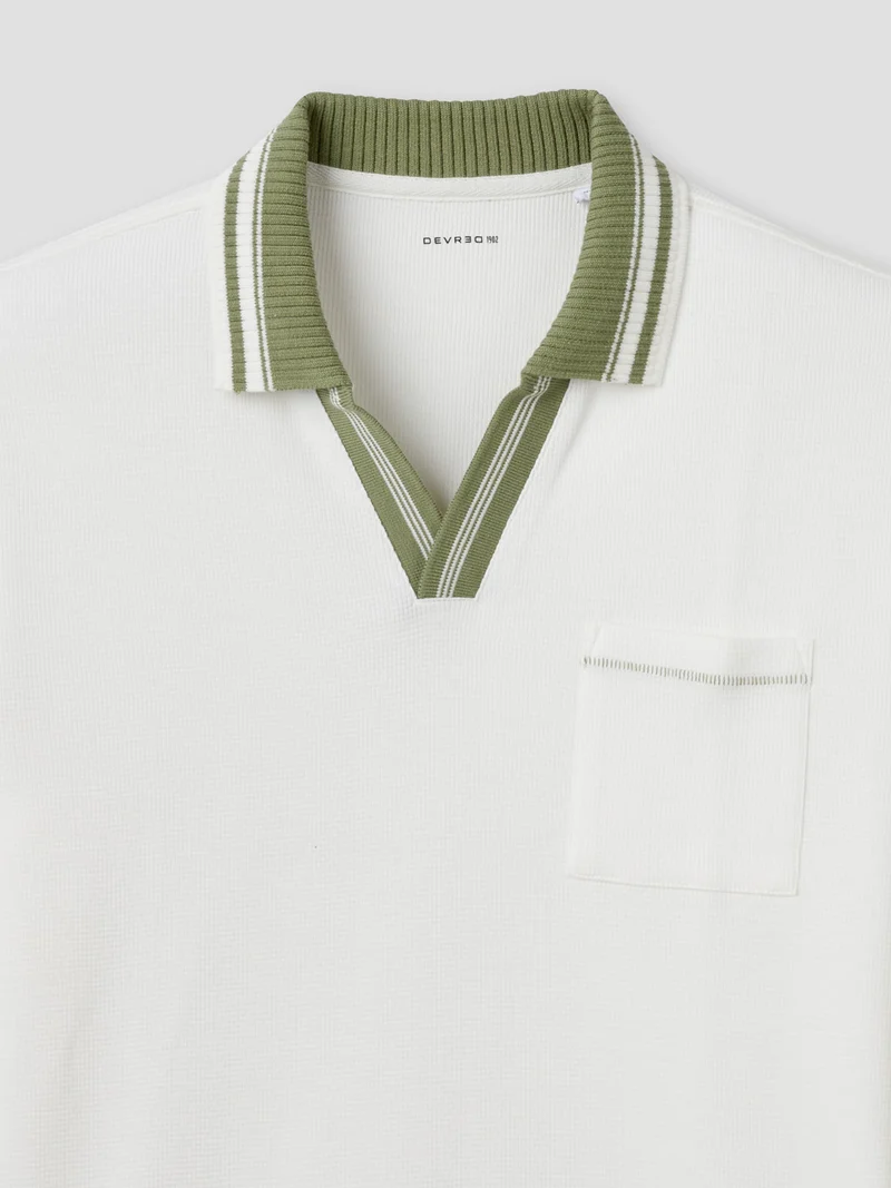 Polo col ouvert gauffré