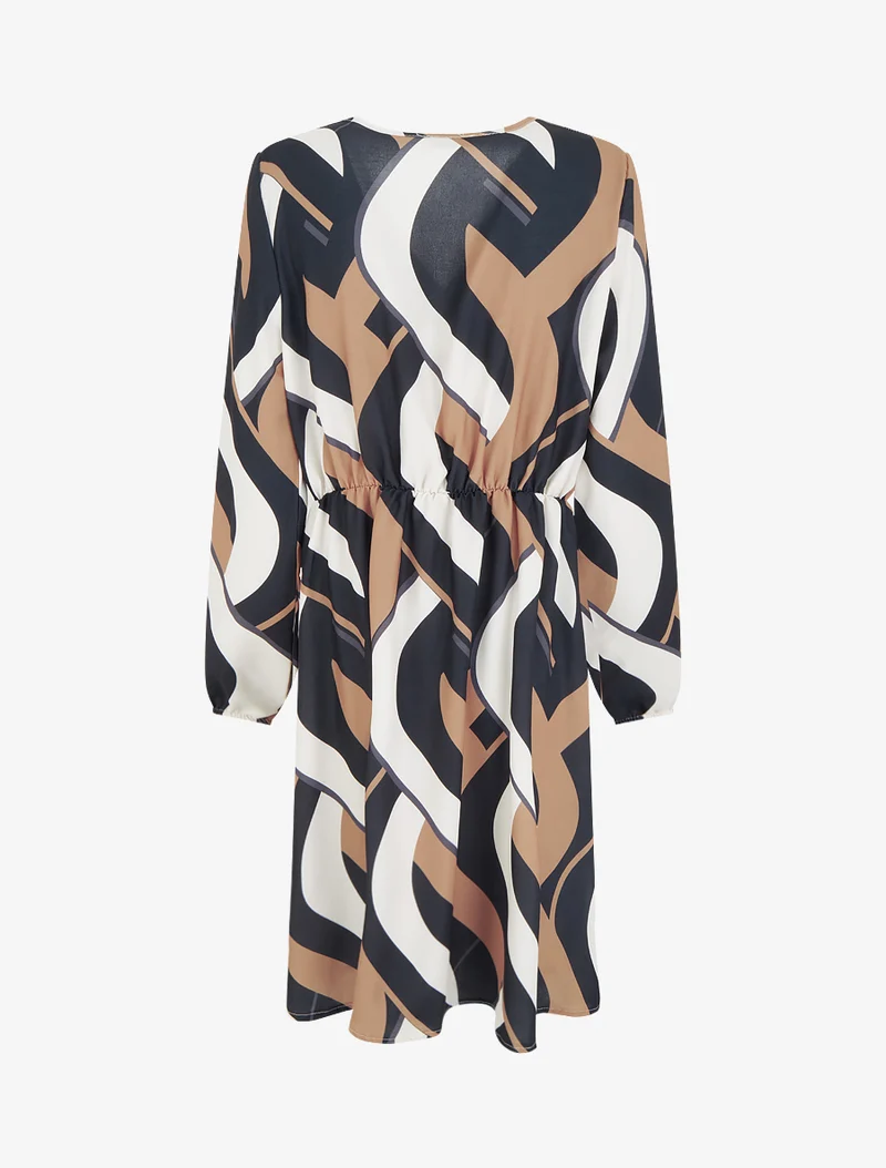 Robe manches longues imprimé graphique - Noir