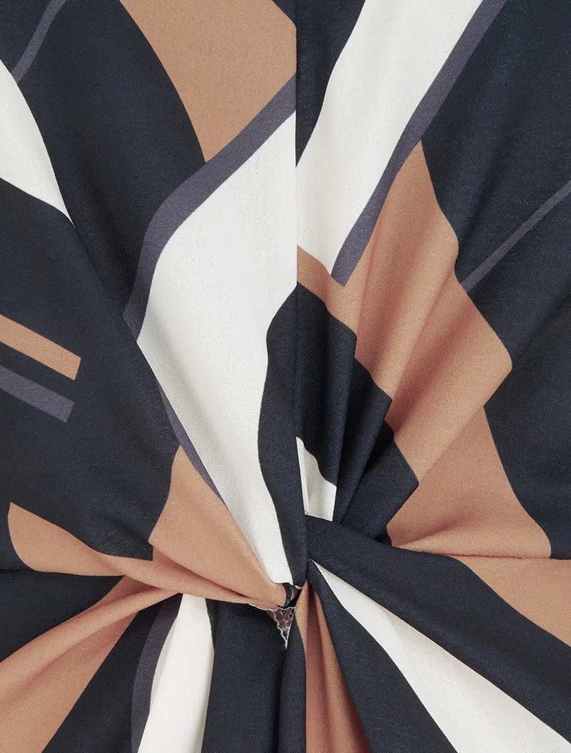 Robe manches longues imprimé graphique - Noir