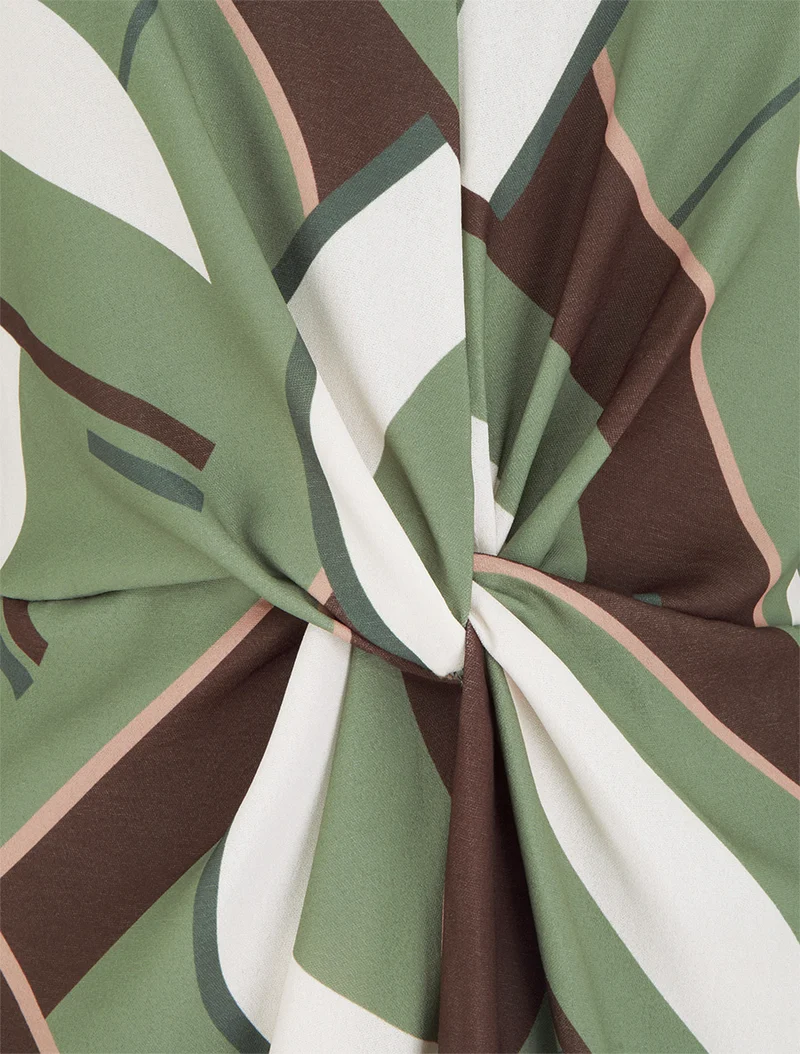 Robe manches longues imprimé graphique - Kaki