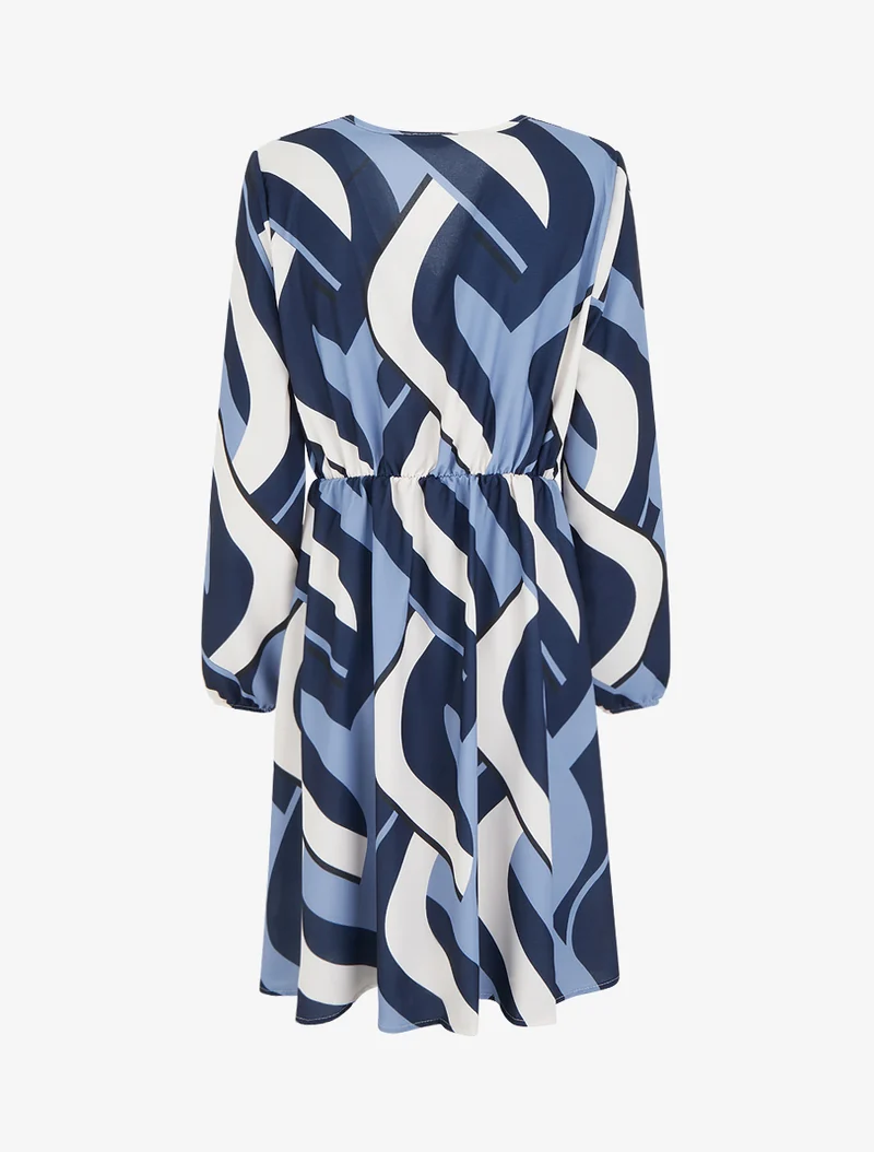 Robe manches longues imprimé graphique - Marine