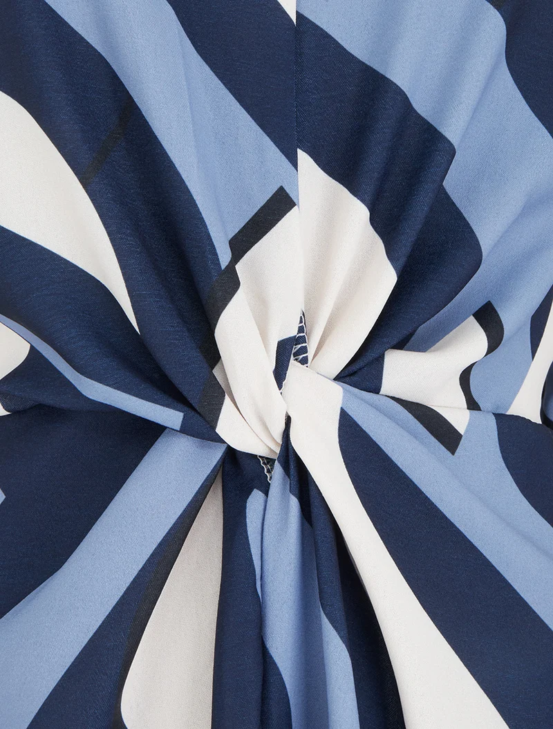 Robe manches longues imprimé graphique - Marine