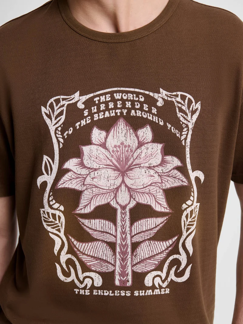 T-shirt col rond à motifs
