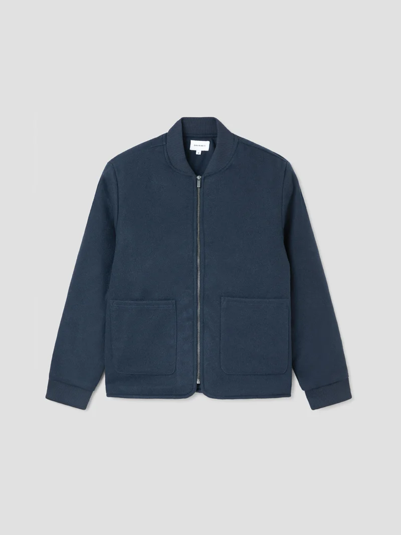 Blouson cardigan col teddy bi-matière