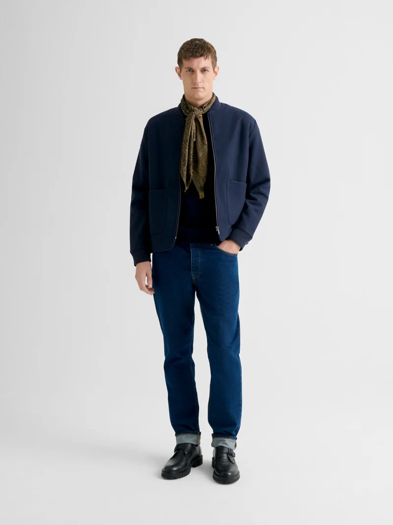 Blouson cardigan col teddy bi-matière