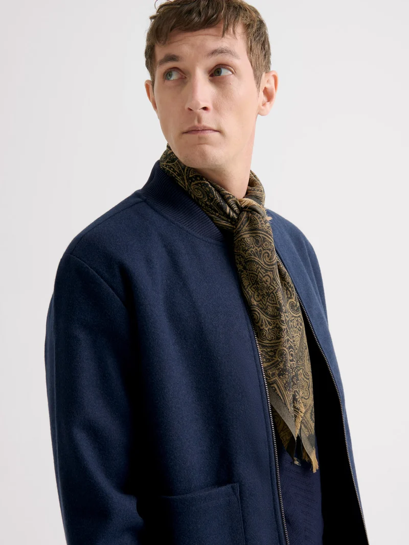 Blouson cardigan col teddy bi-matière
