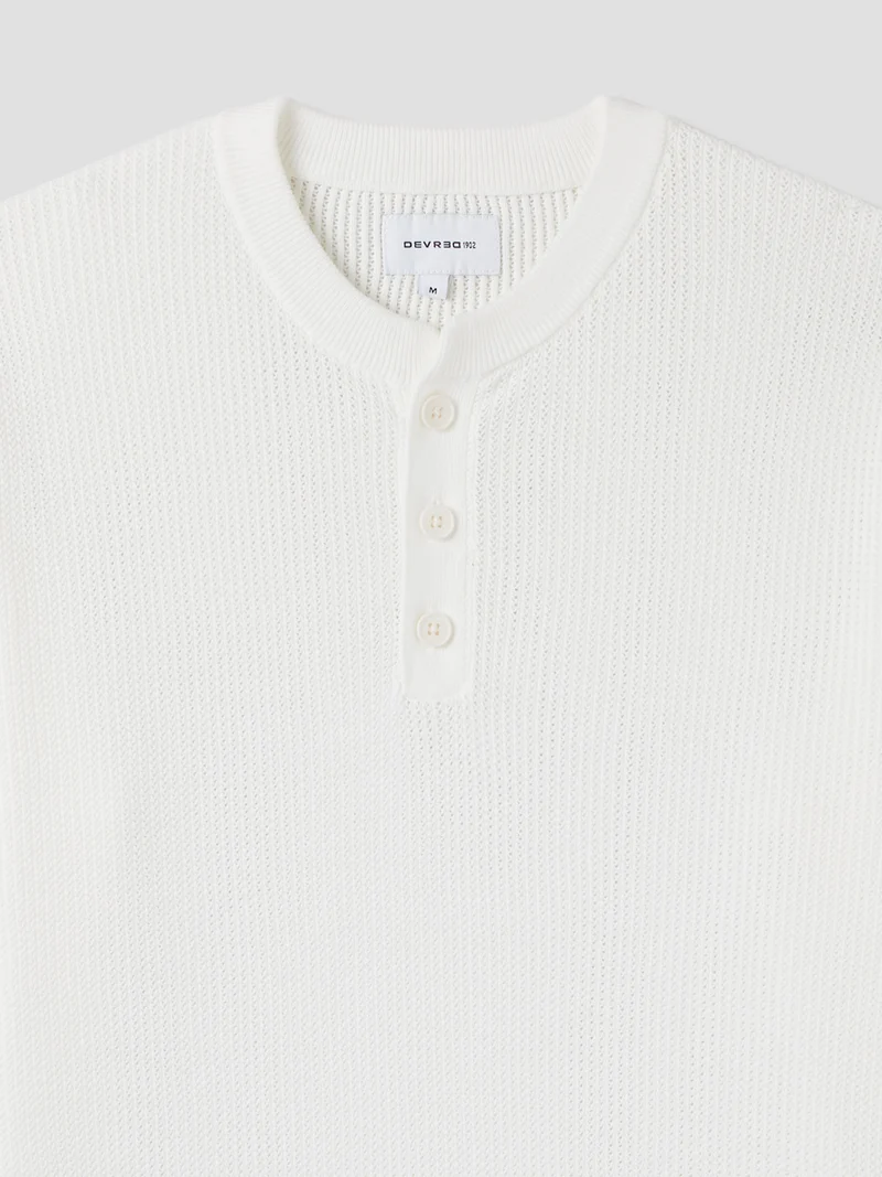 Pull col tunisien en coton bio