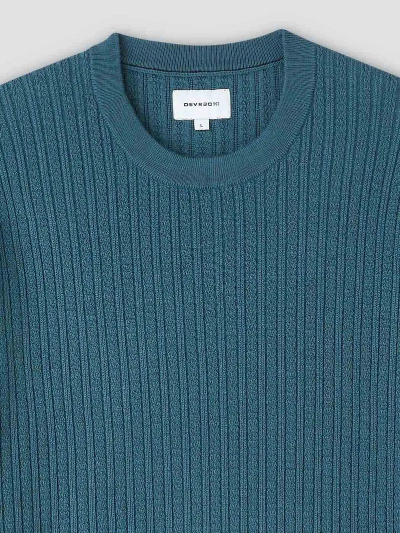 Pull col rond en maille torsadée